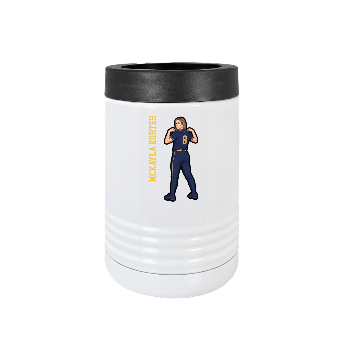 Beverage Holder — Name Vertical in White