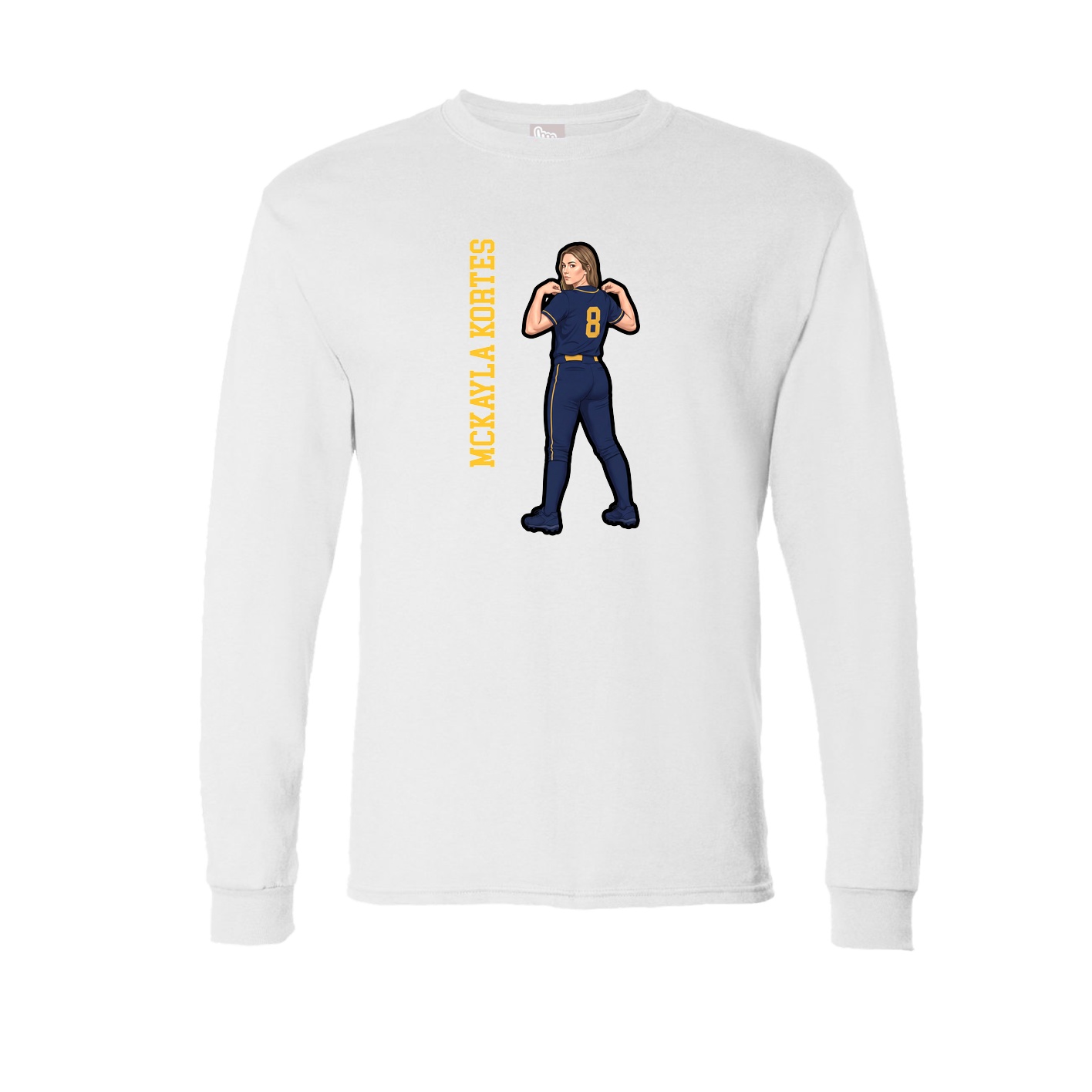 Long Sleeve Tee — Name Vertical in White