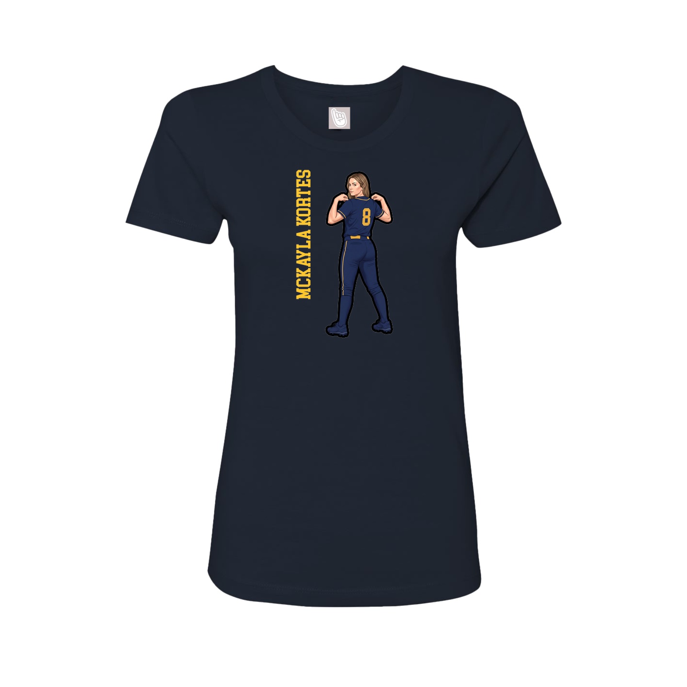 Womens Tee — Name Vertical in Navy