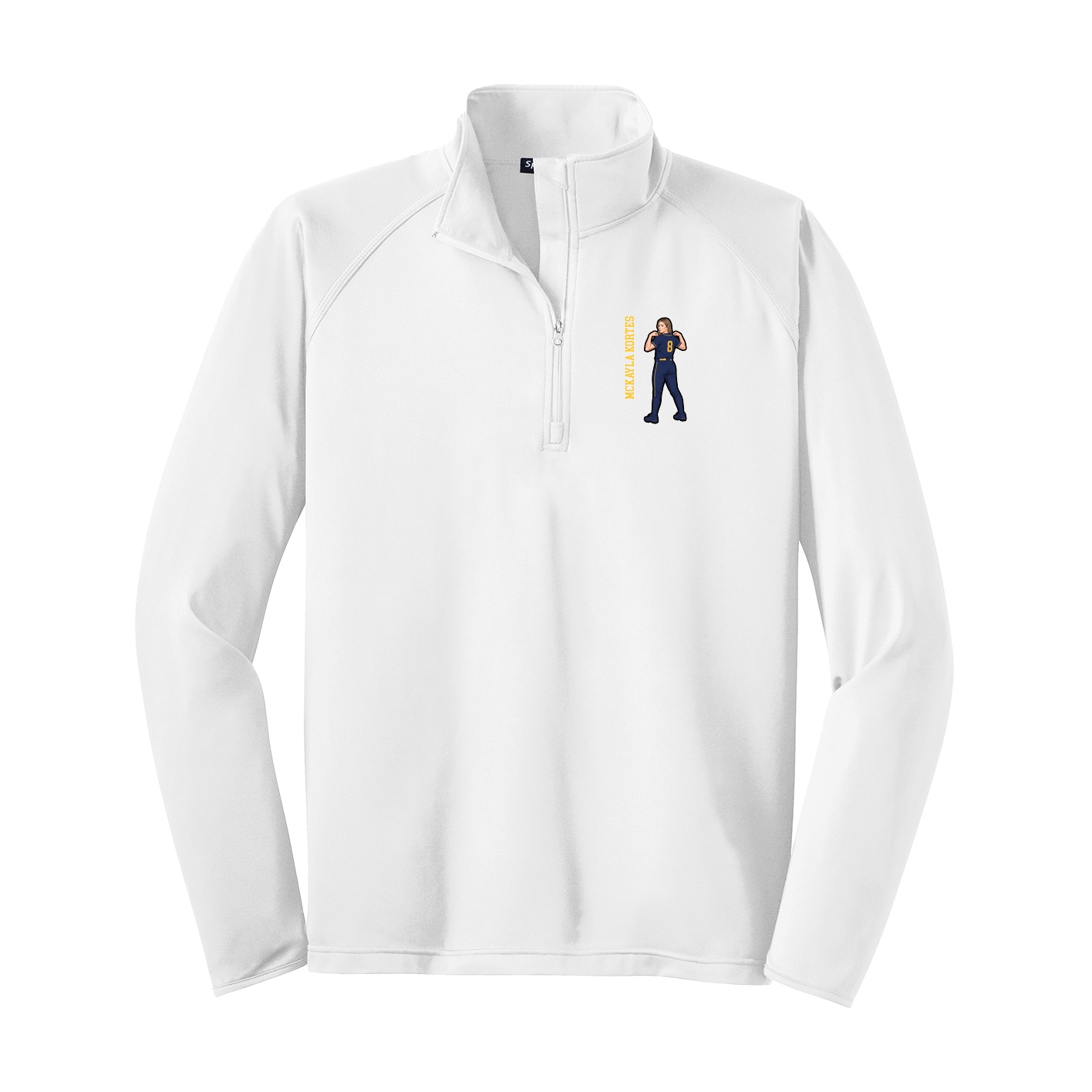 Q-Zip Pullover — Name Vertical in White