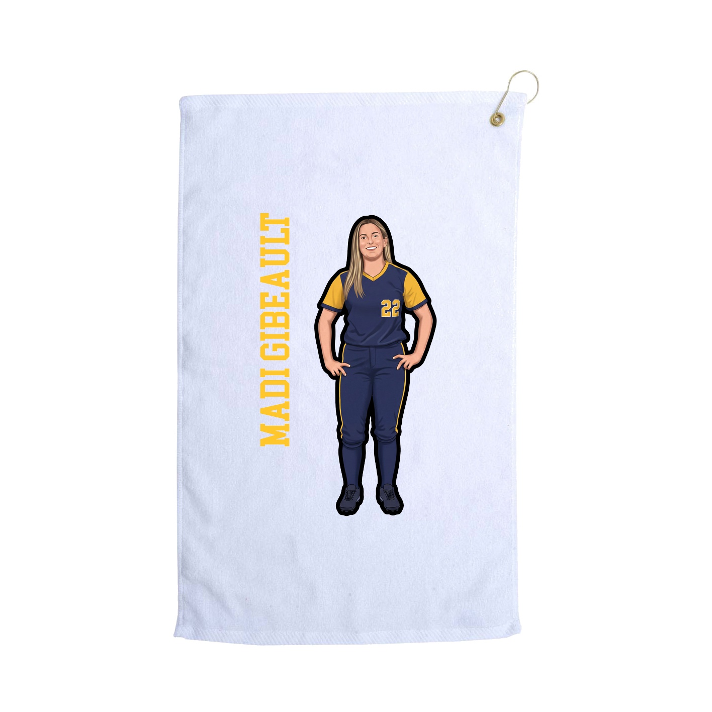 Golf Towel — Name Vertical in White