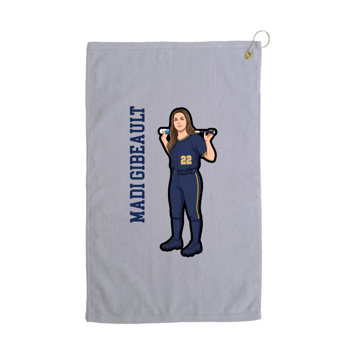 Golf Towel — Name Vertical in Grey