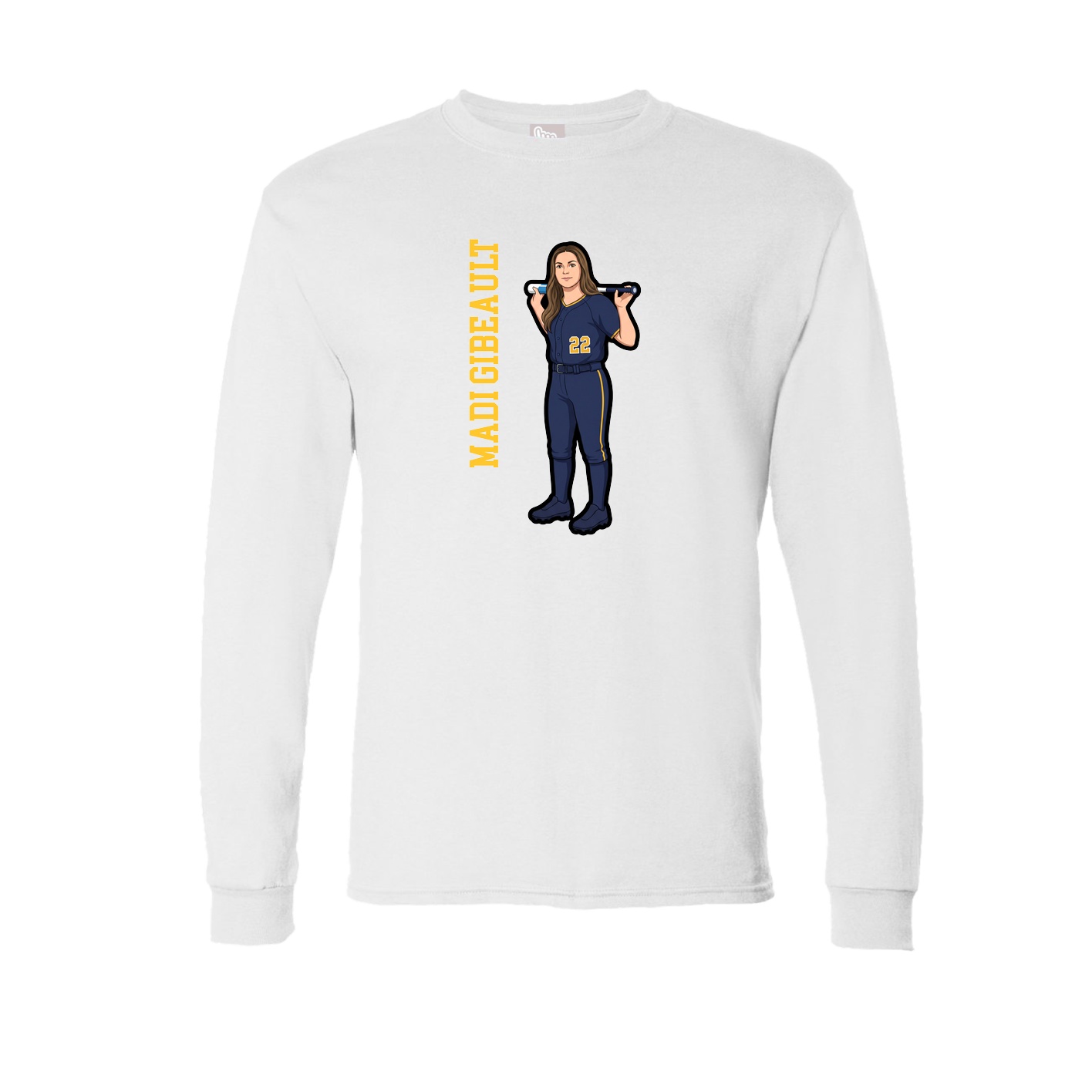 Long Sleeve Tee — Name Vertical in White
