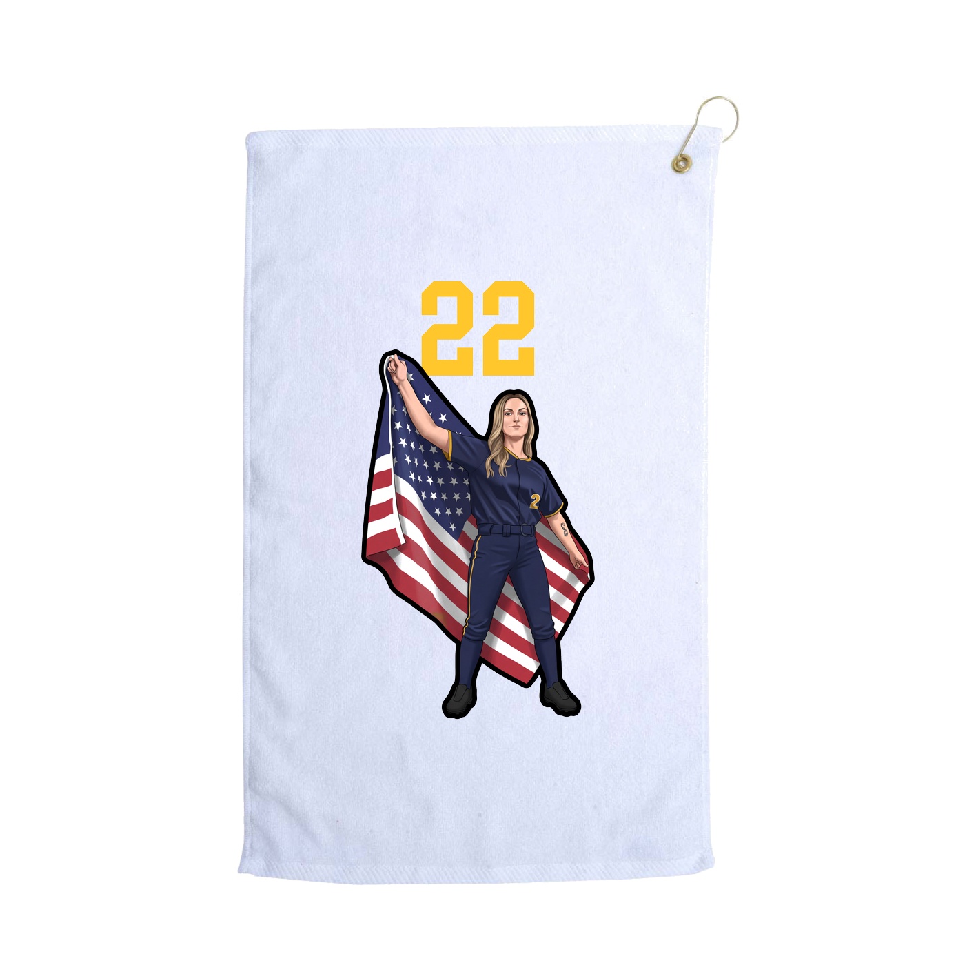 Golf Towel — Number Top in White