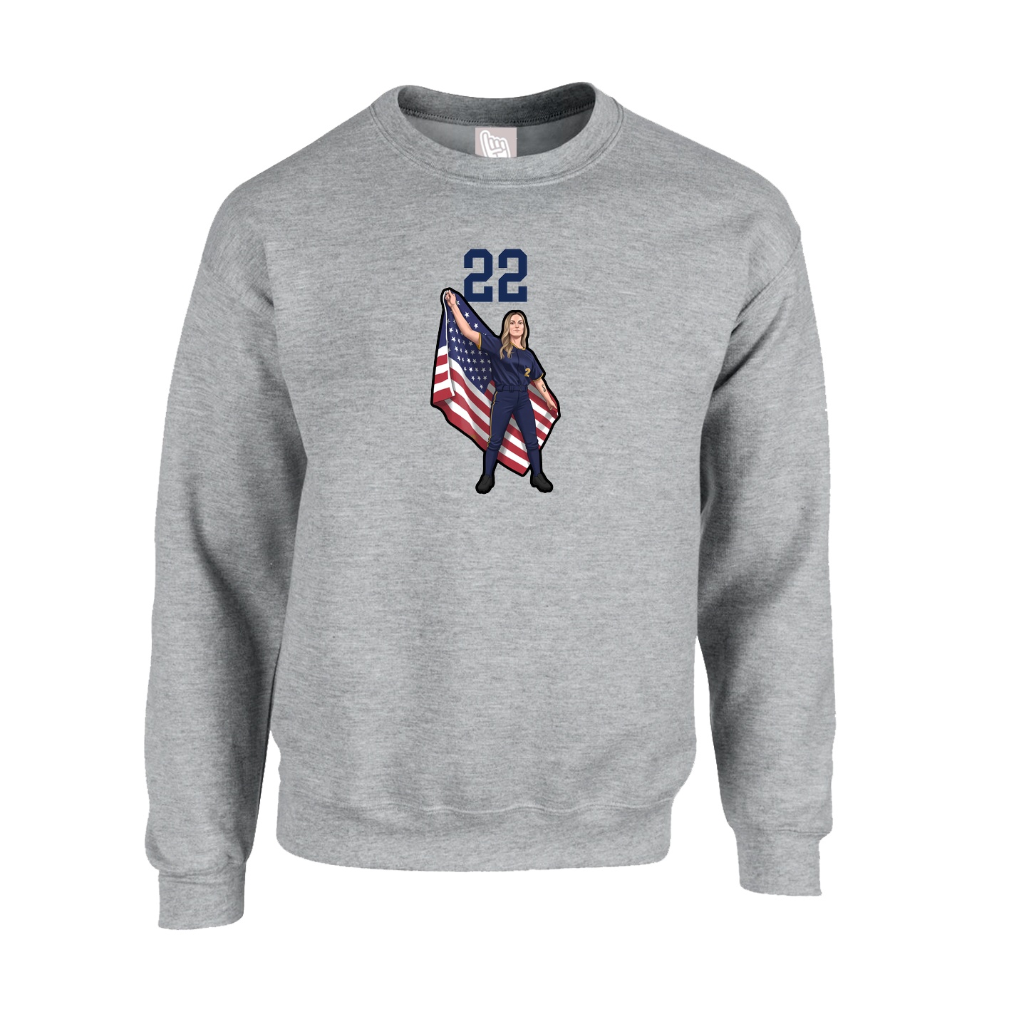 Fleece Crew — Number Top in Grey
