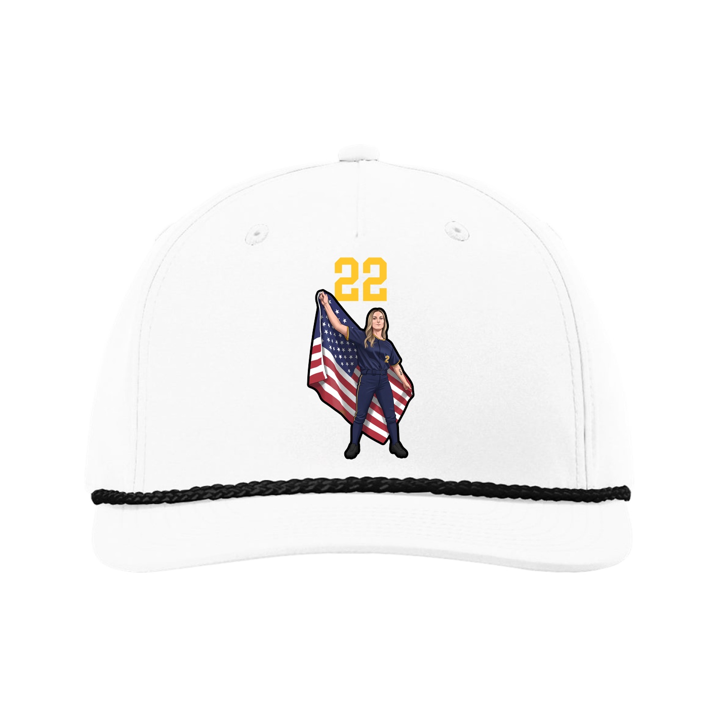 Five-Panel Classic Rope Cap — Number Top in White