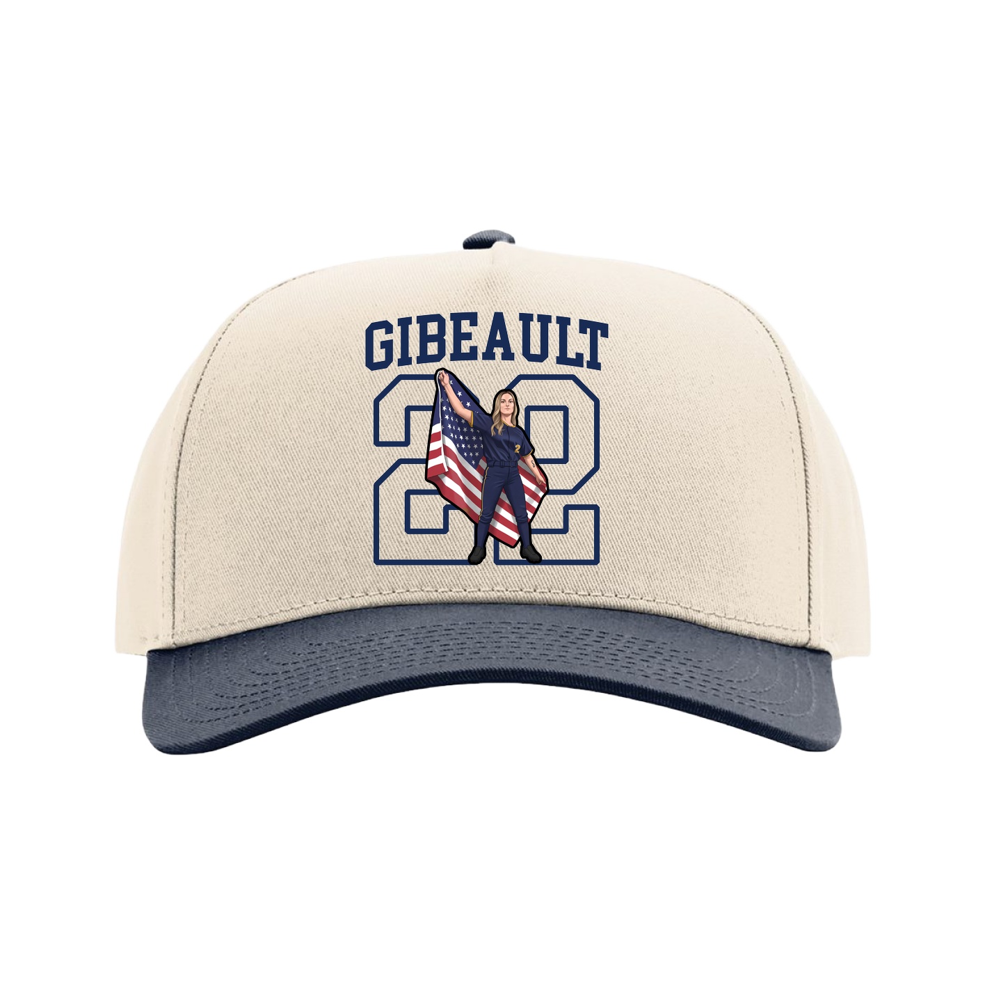 Full Fabric Five-Panel Champ Cap — Shirsey in Cream/Navy