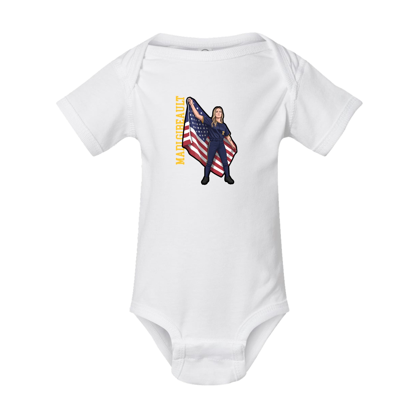 Baby Onesie — Name Vertical in White