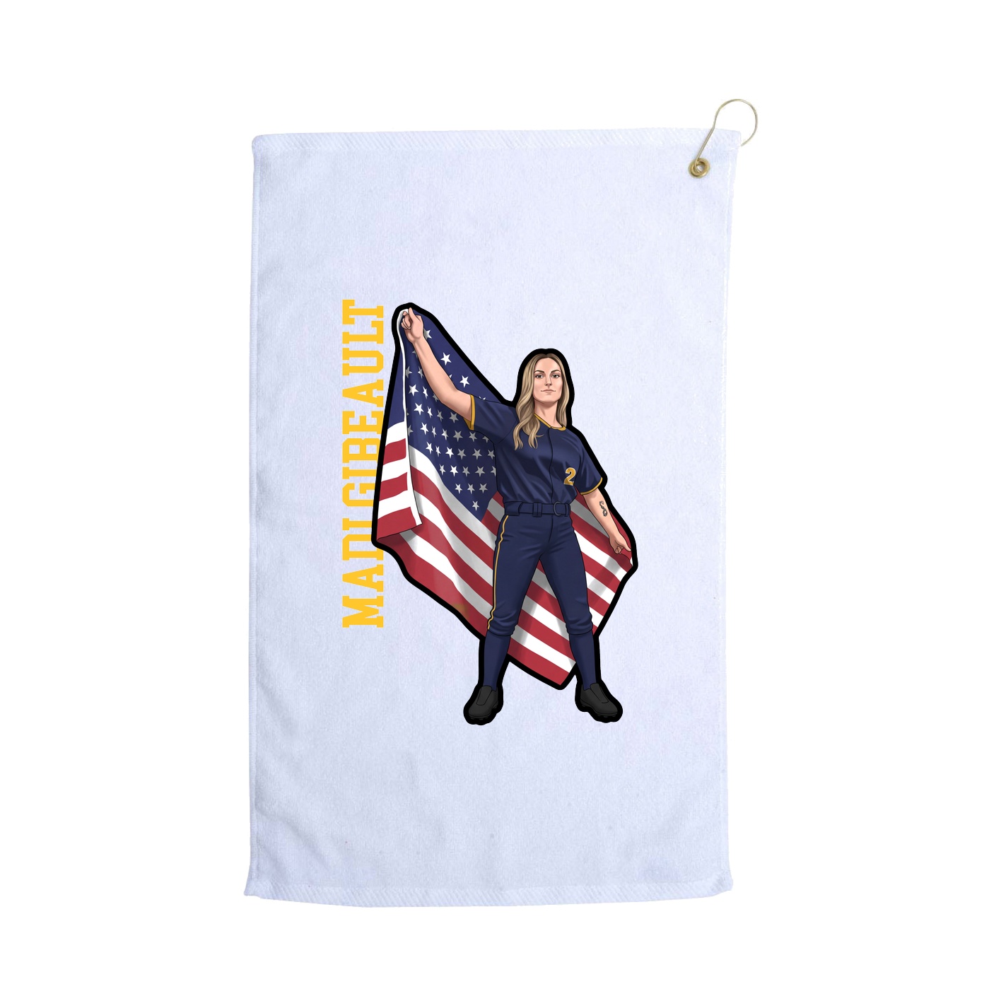 Golf Towel — Name Vertical in White