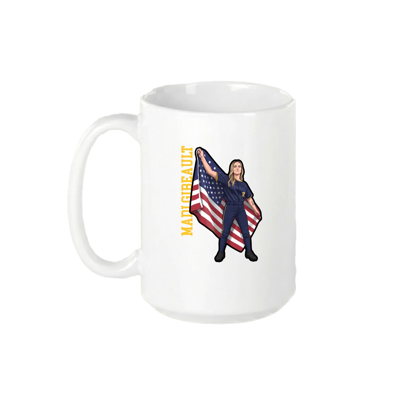 15oz Coffee Mug — Name Vertical in White