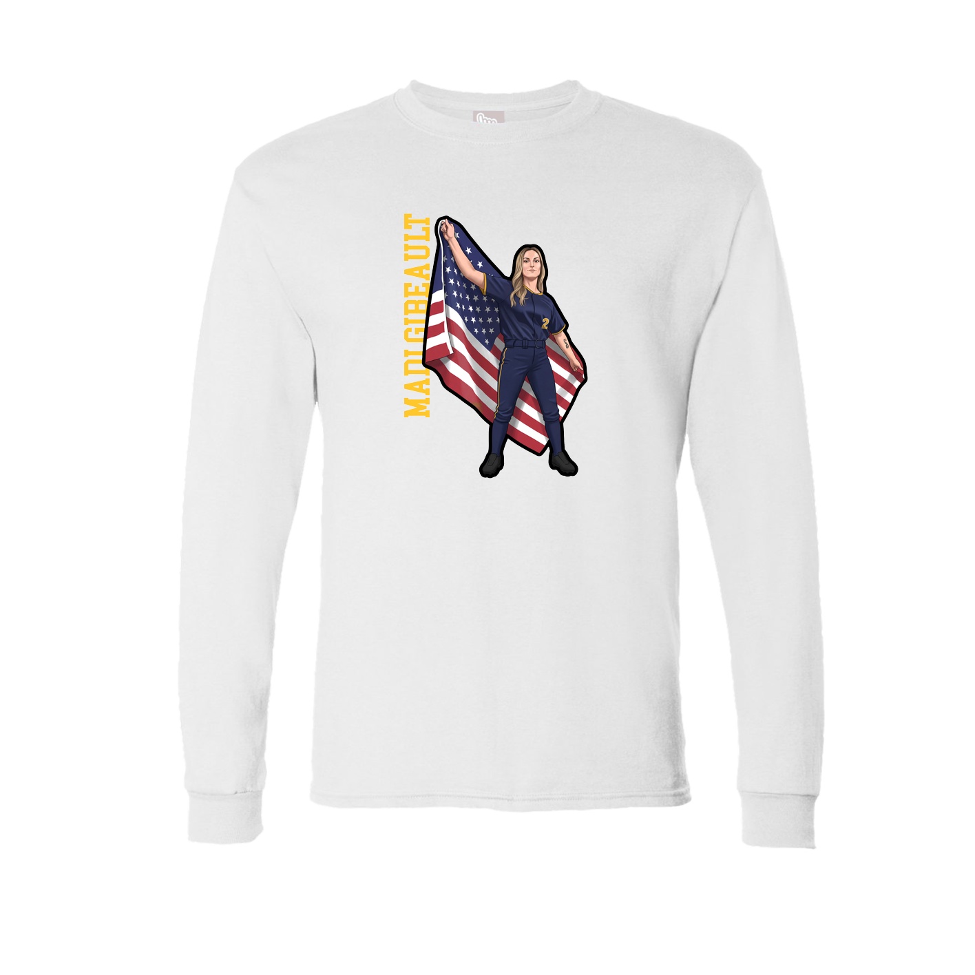 Long Sleeve Tee — Name Vertical in White
