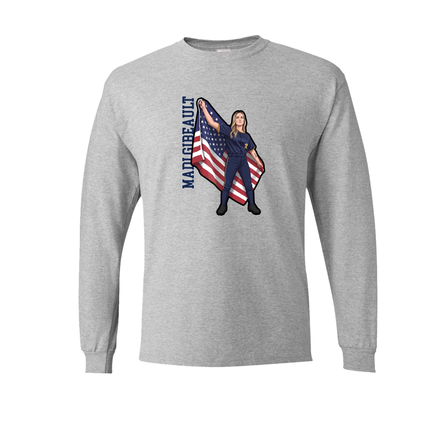 Long Sleeve Tee — Name Vertical in Grey