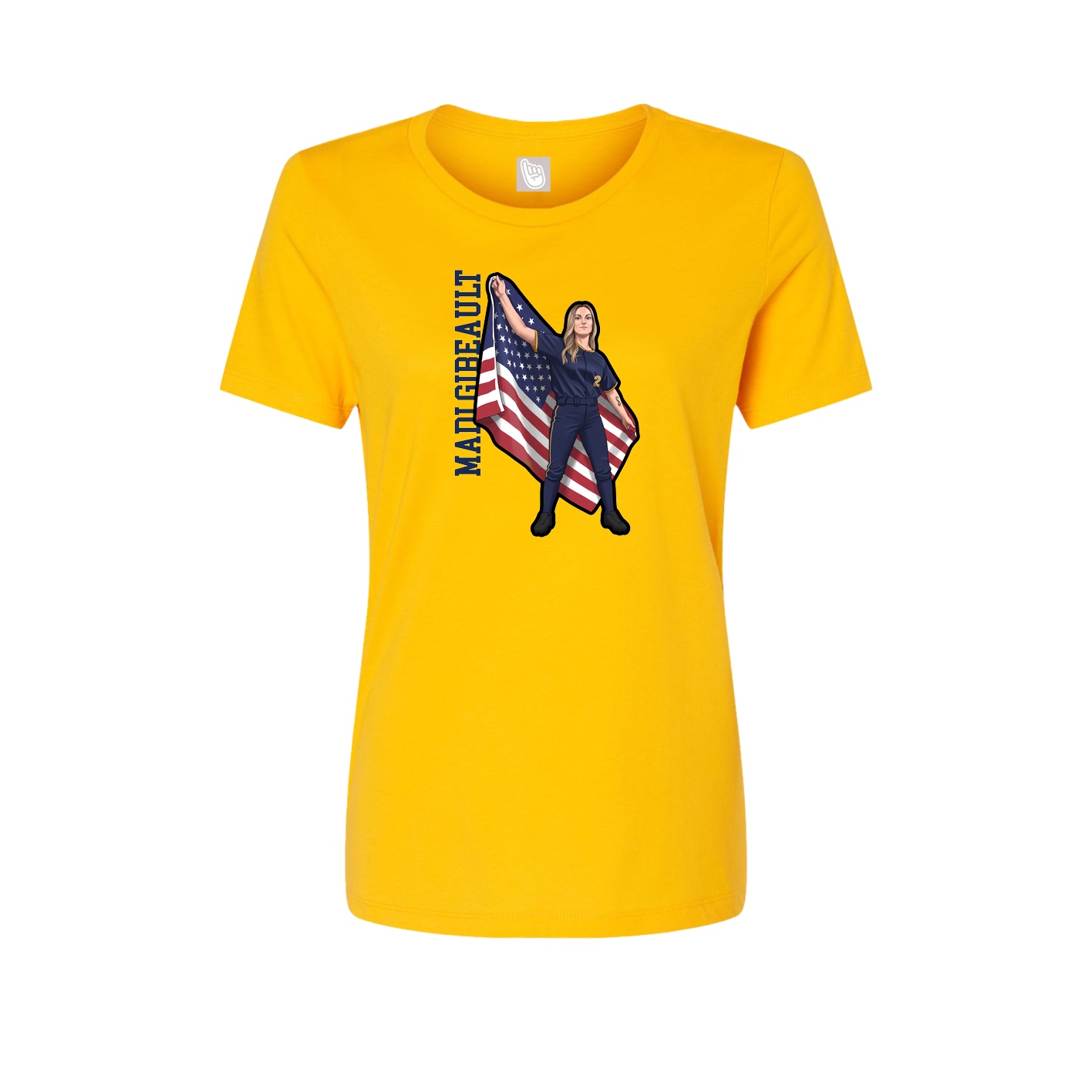 Womens Tee — Name Vertical in Gold