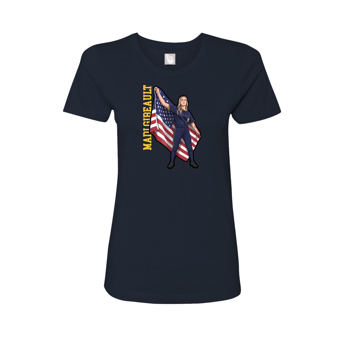 Fitted Women's Tee — Name Vertical in Navy