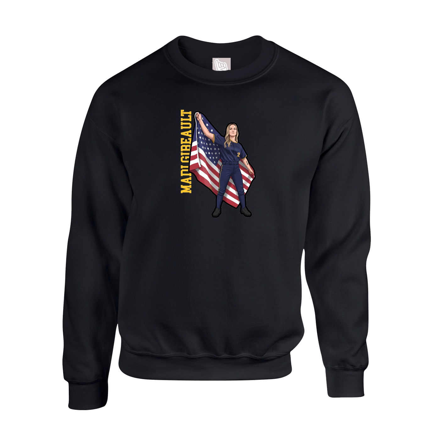 Fleece Crew — Name Vertical in Black