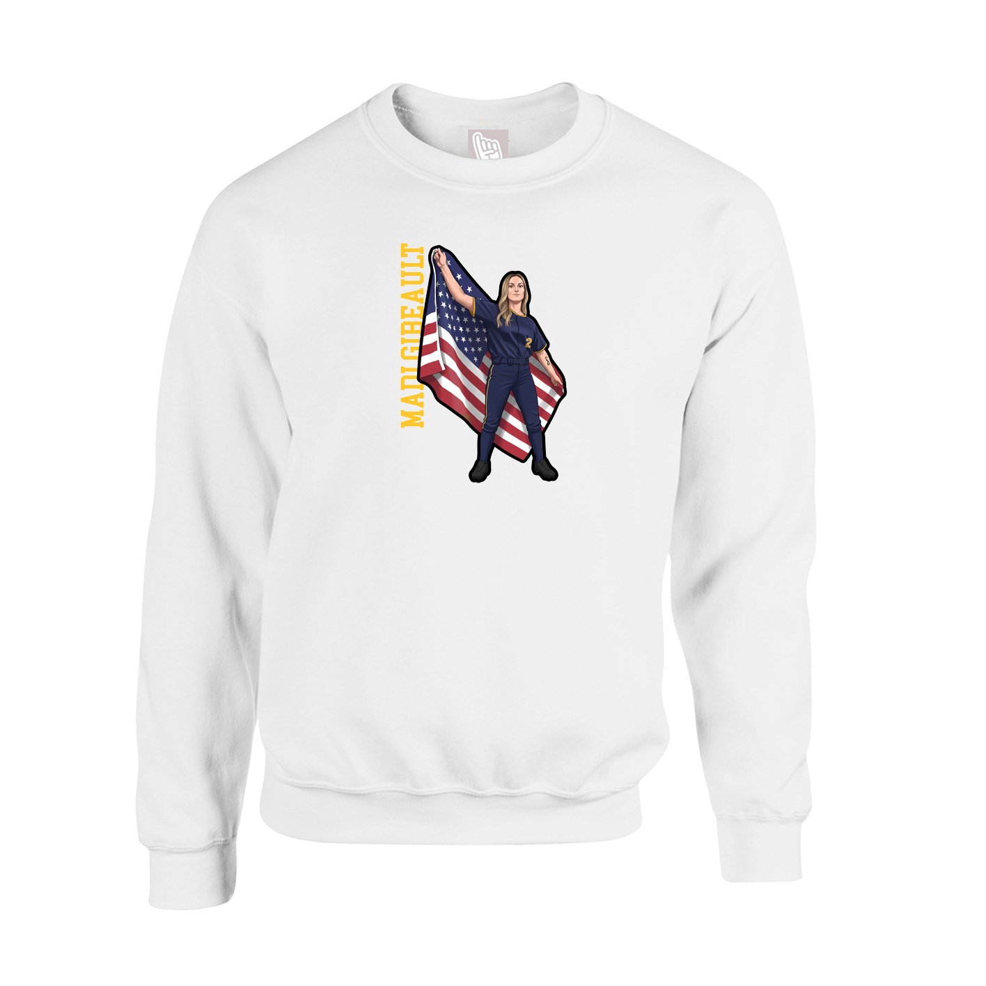 Fleece Crew — Name Vertical in White