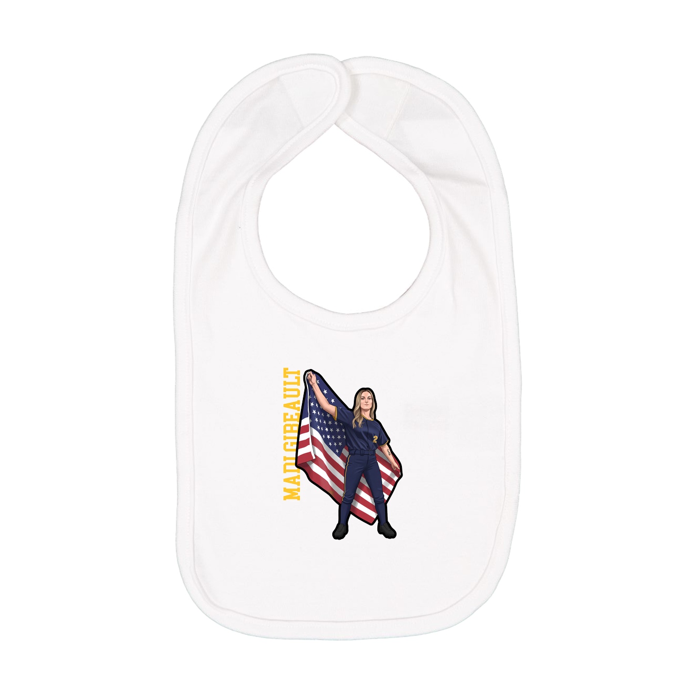 Infant Bib — Name Vertical in White