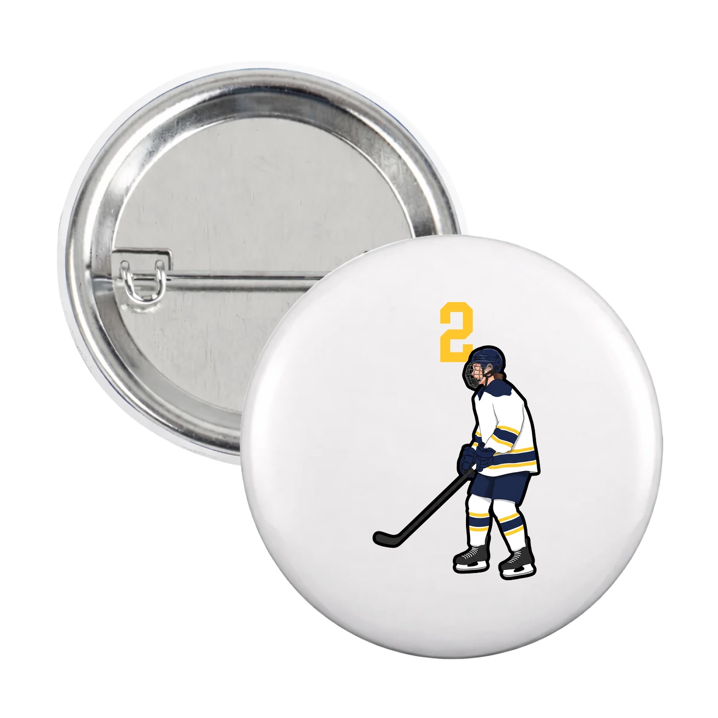 Game Day Button — Number Top in White