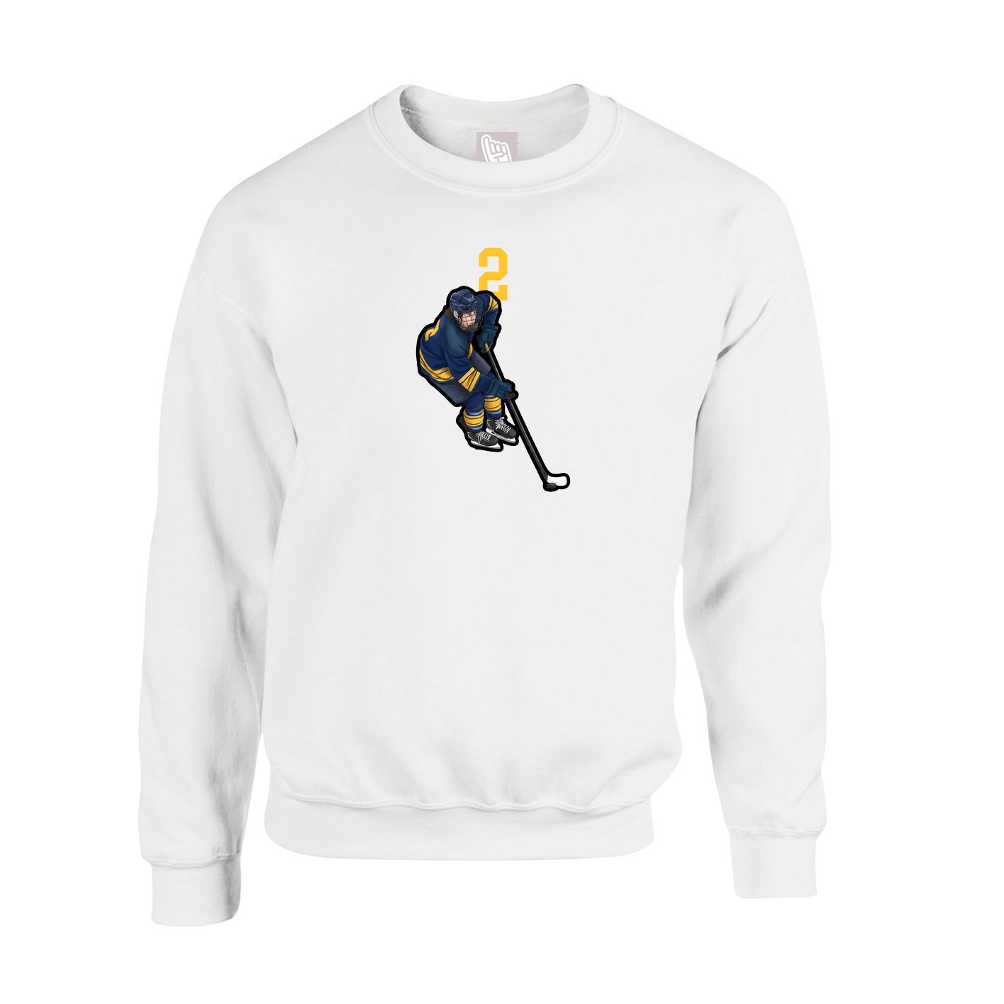 Fleece Crew — Number Top in White