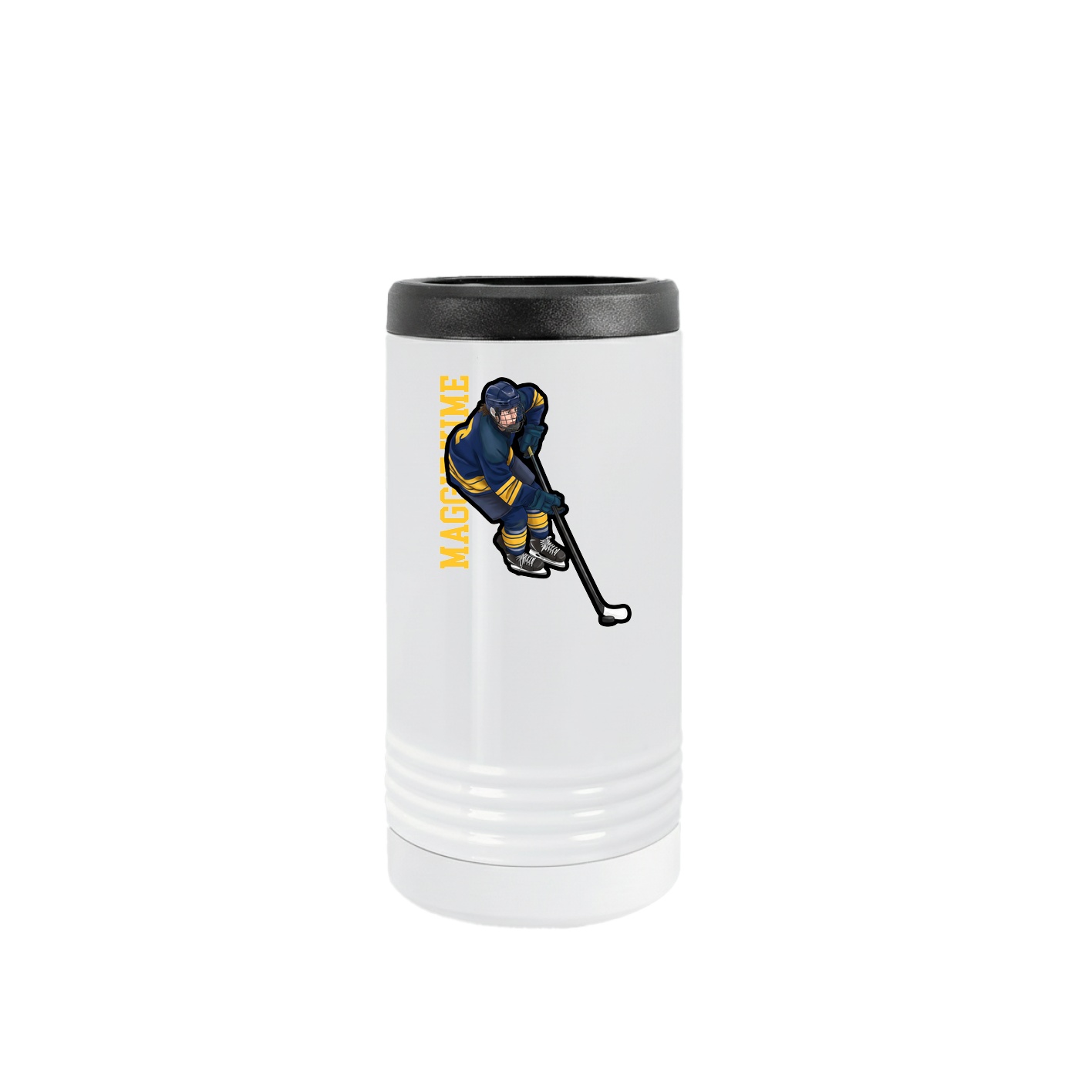 Slim Beverage Holder — Name Vertical in White