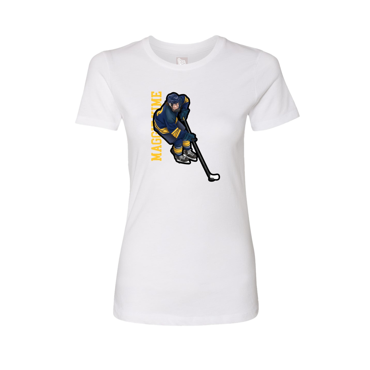 Fitted Women's Tee — Name Vertical in White