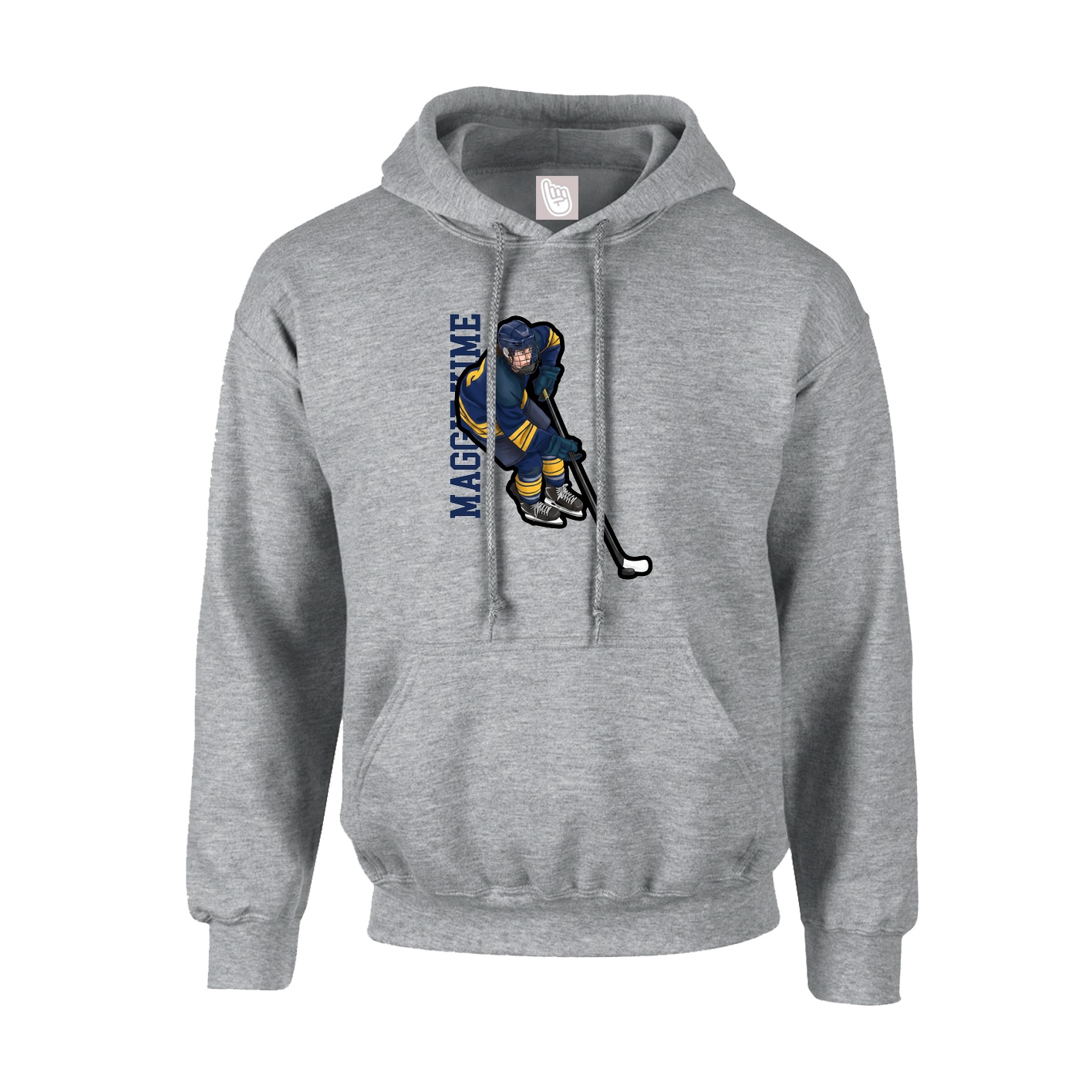 Hoodie — Name Vertical in Grey