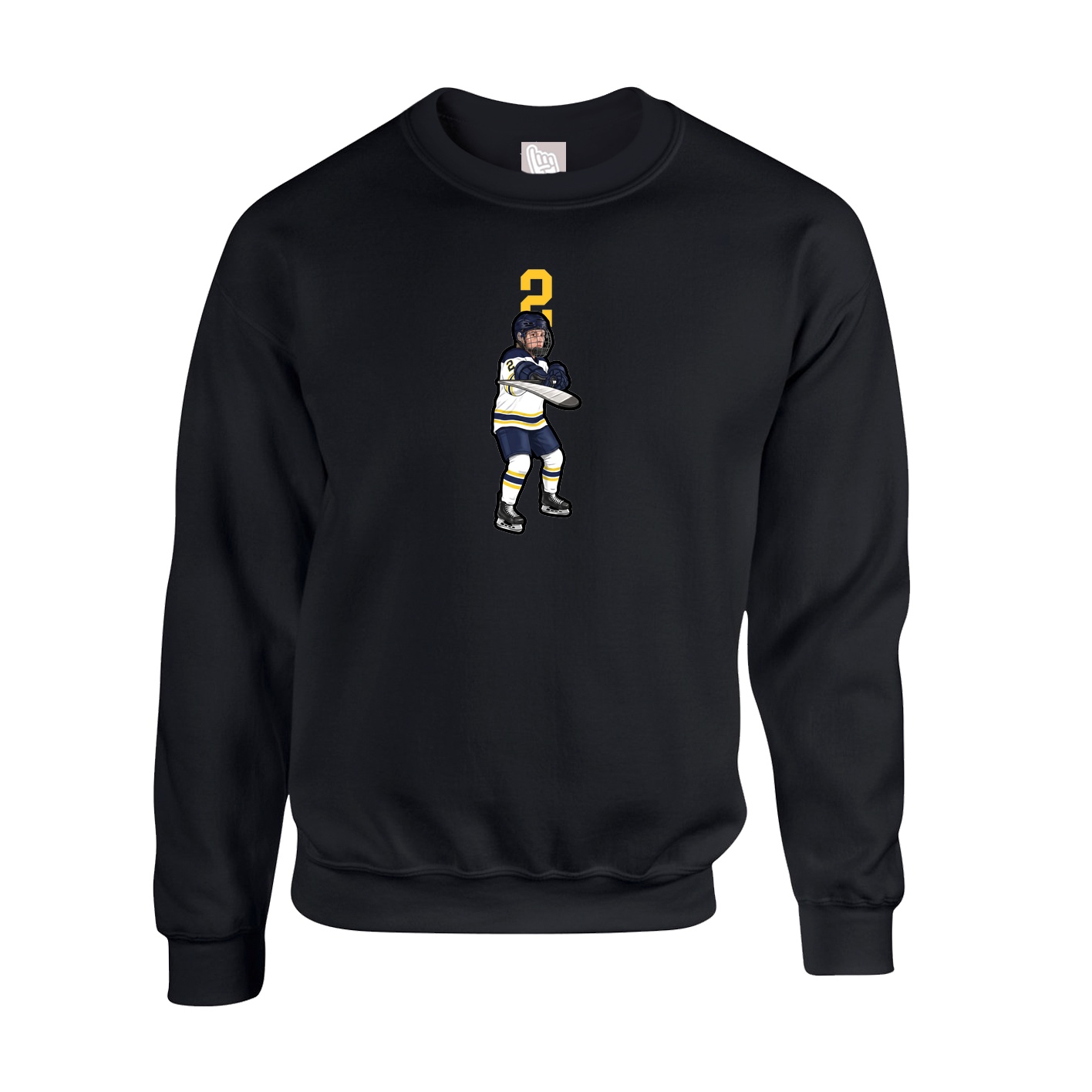 Fleece Crew — Number Top in Black