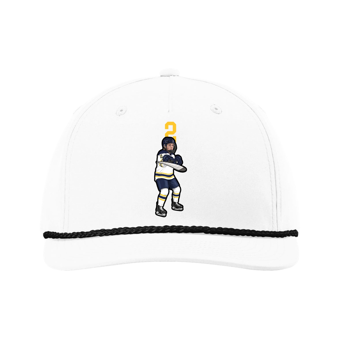 Five-Panel Classic Rope Cap — Number Top in White