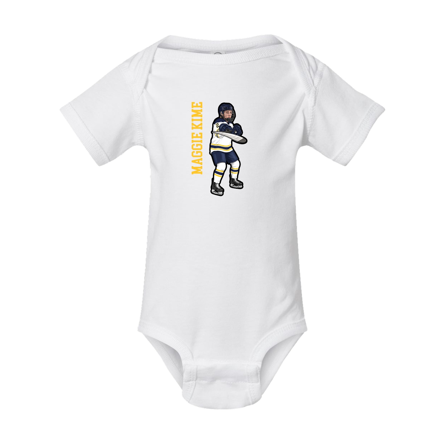 Baby Onesie — Name Vertical in White