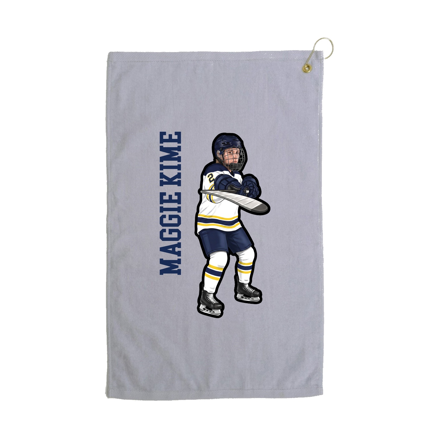Golf Towel — Name Vertical in Grey