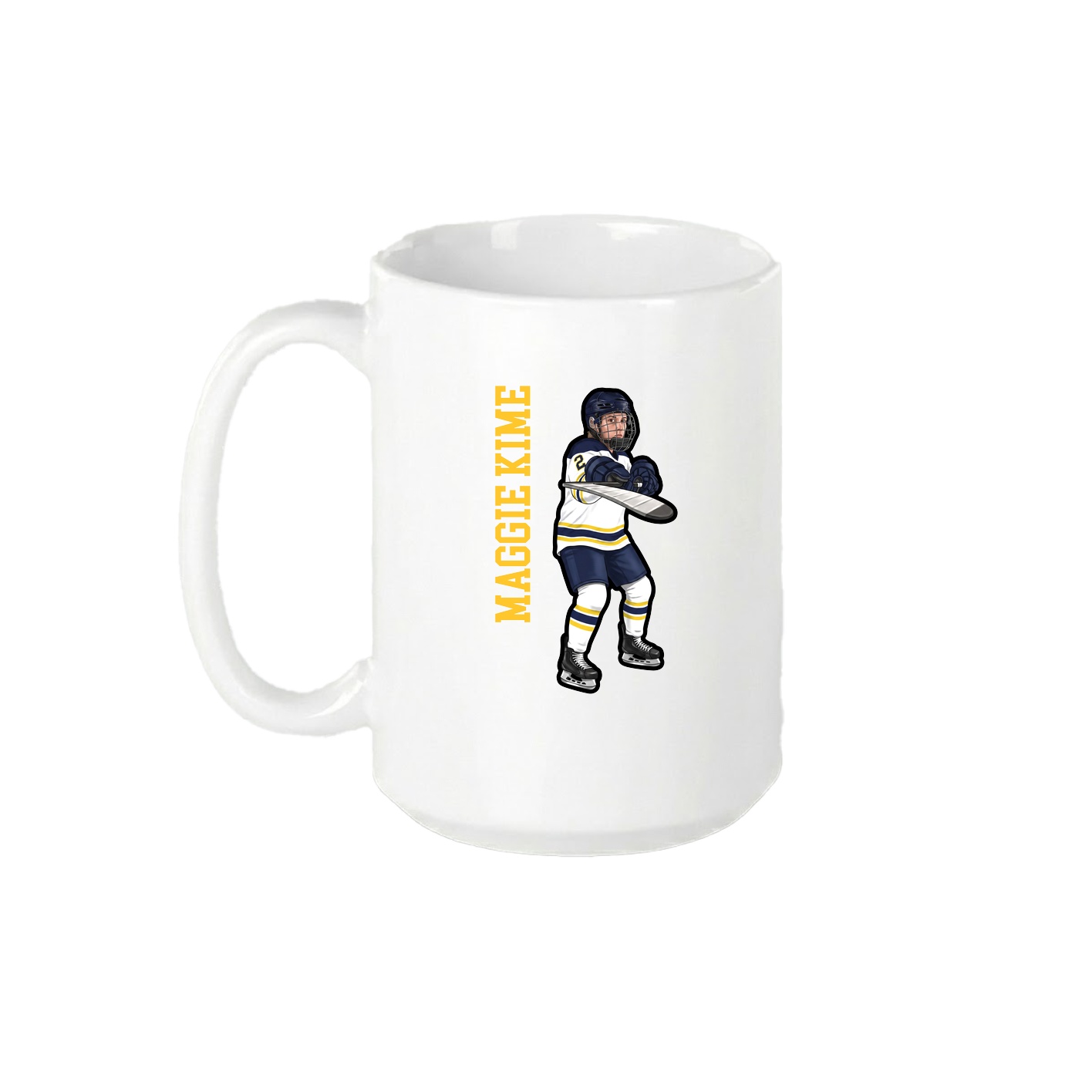 15oz Coffee Mug — Name Vertical in White