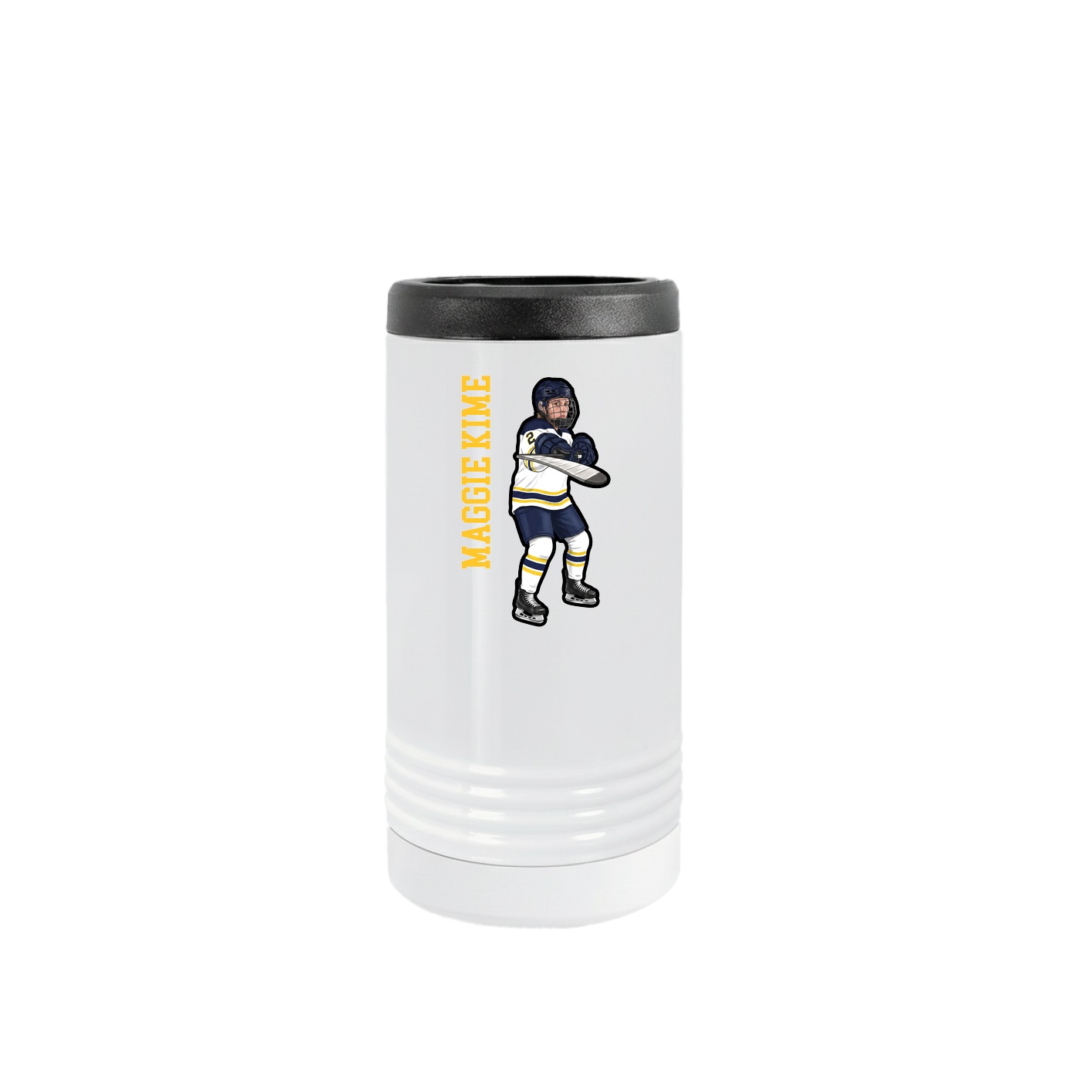 Slim Beverage Holder — Name Vertical in White