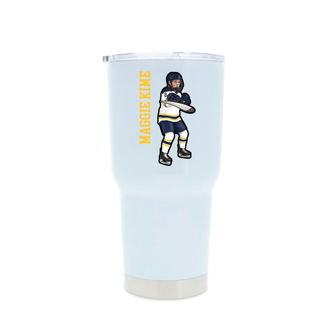 30oz Stainless Steel Tumbler — Name Vertical in White