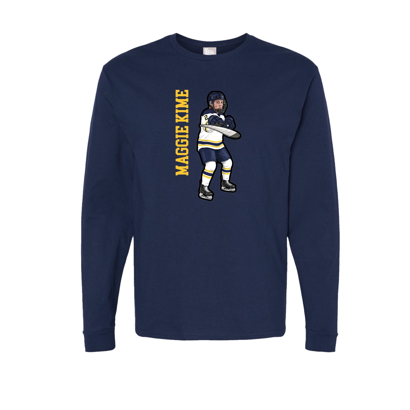Long Sleeve Tee — Name Vertical in Navy