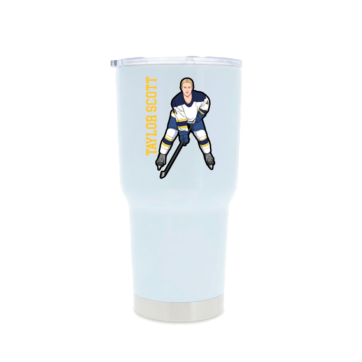 30oz Stainless Steel Tumbler — Name Vertical in White
