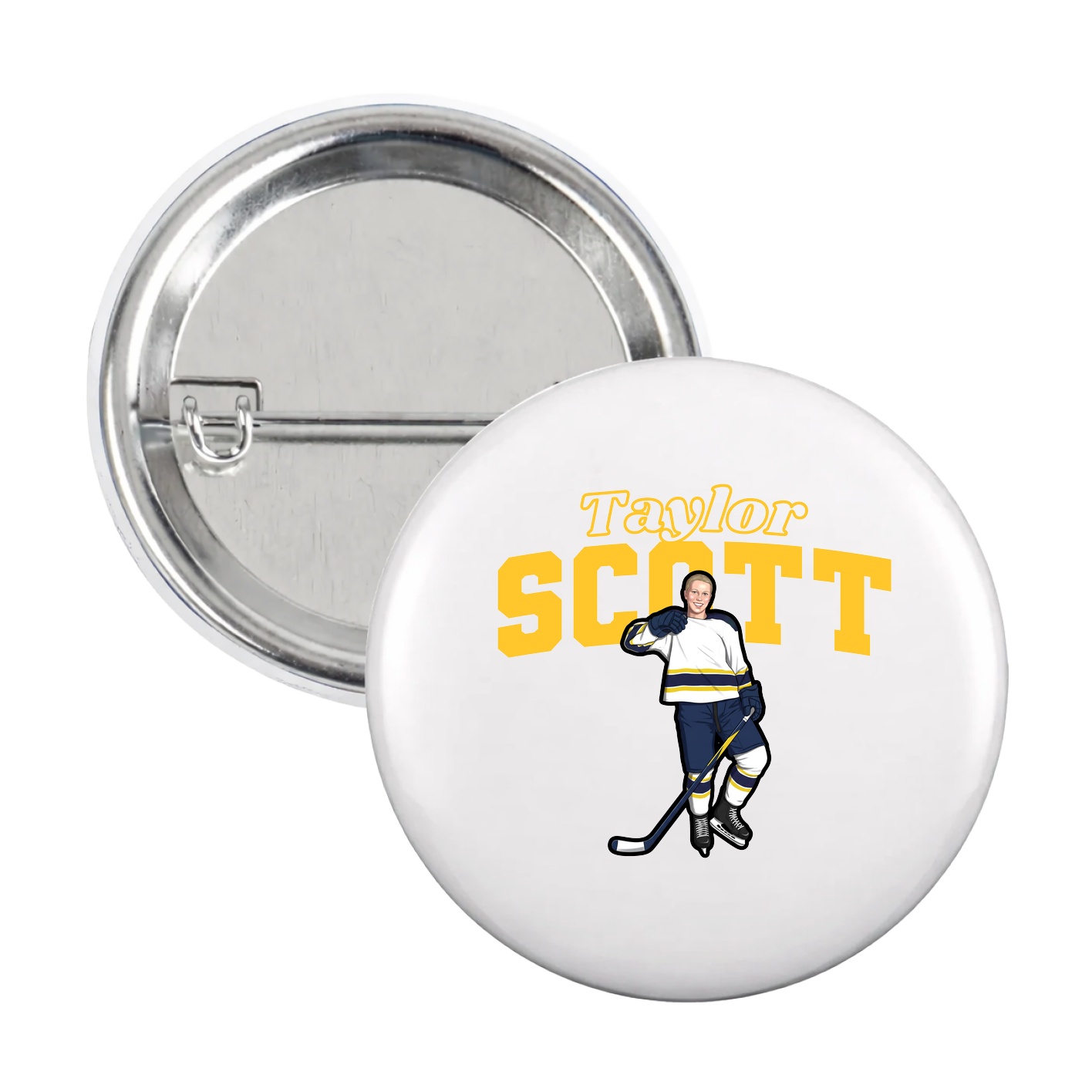 Game Day Button — Name Arch in White