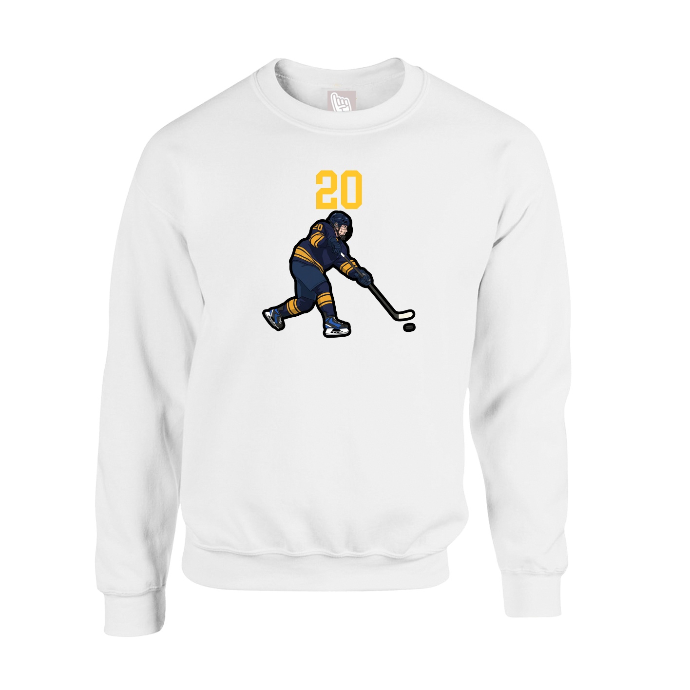 Fleece Crew — Number Top in White