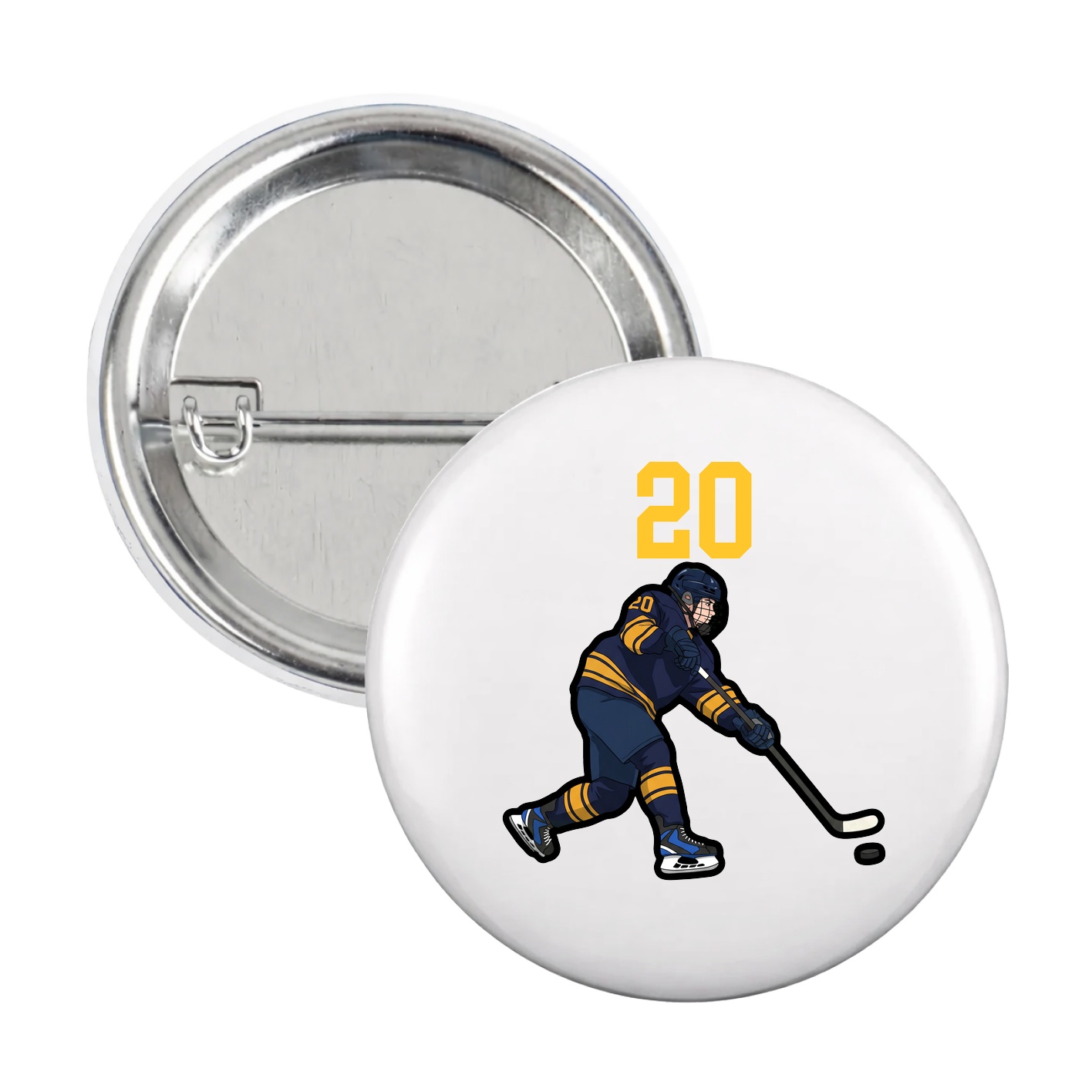 Game Day Button — Number Top in White