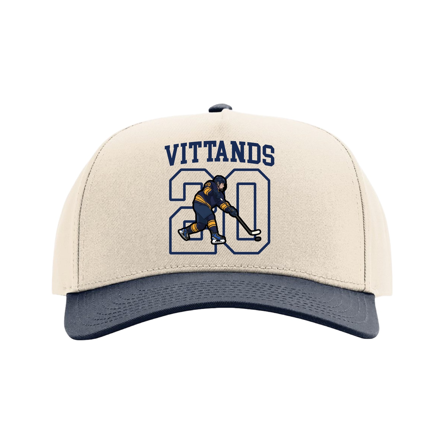 Full Fabric Five-Panel Champ Cap — Shirsey in Cream/Navy