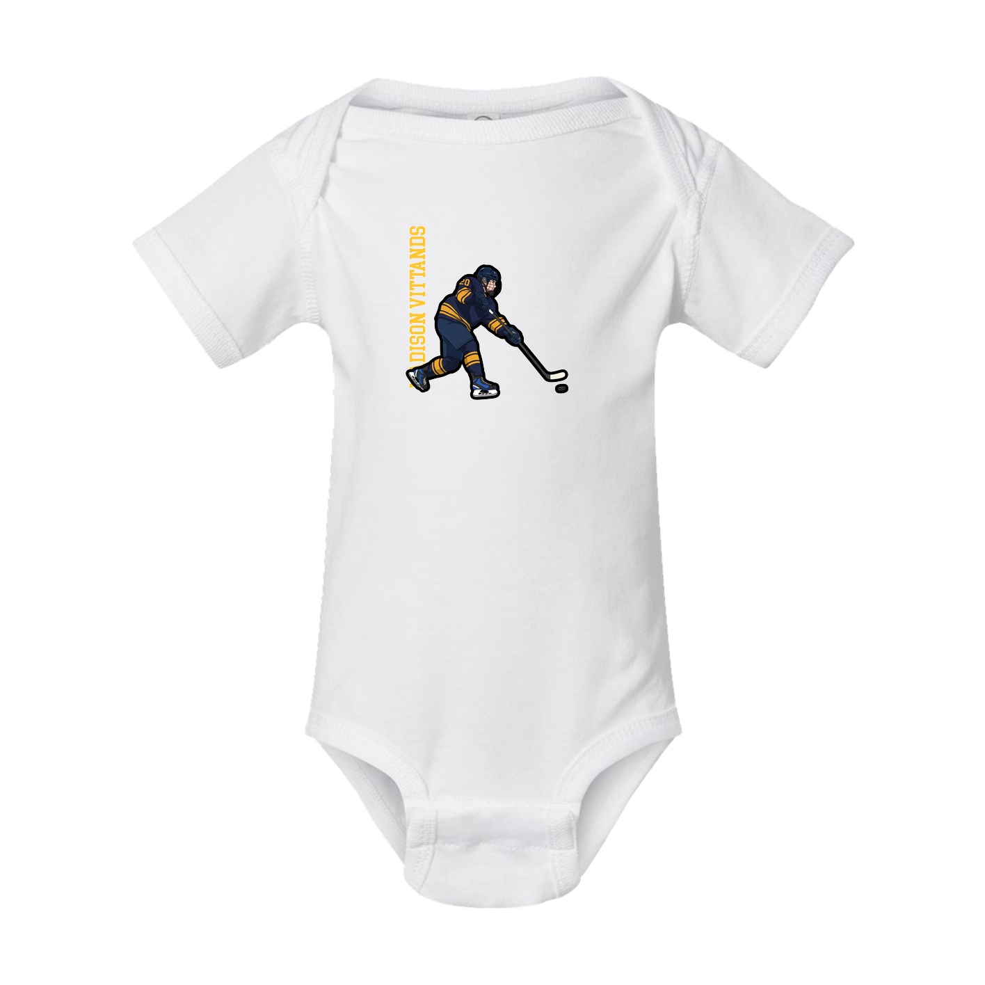 Baby Onesie — Name Vertical in White