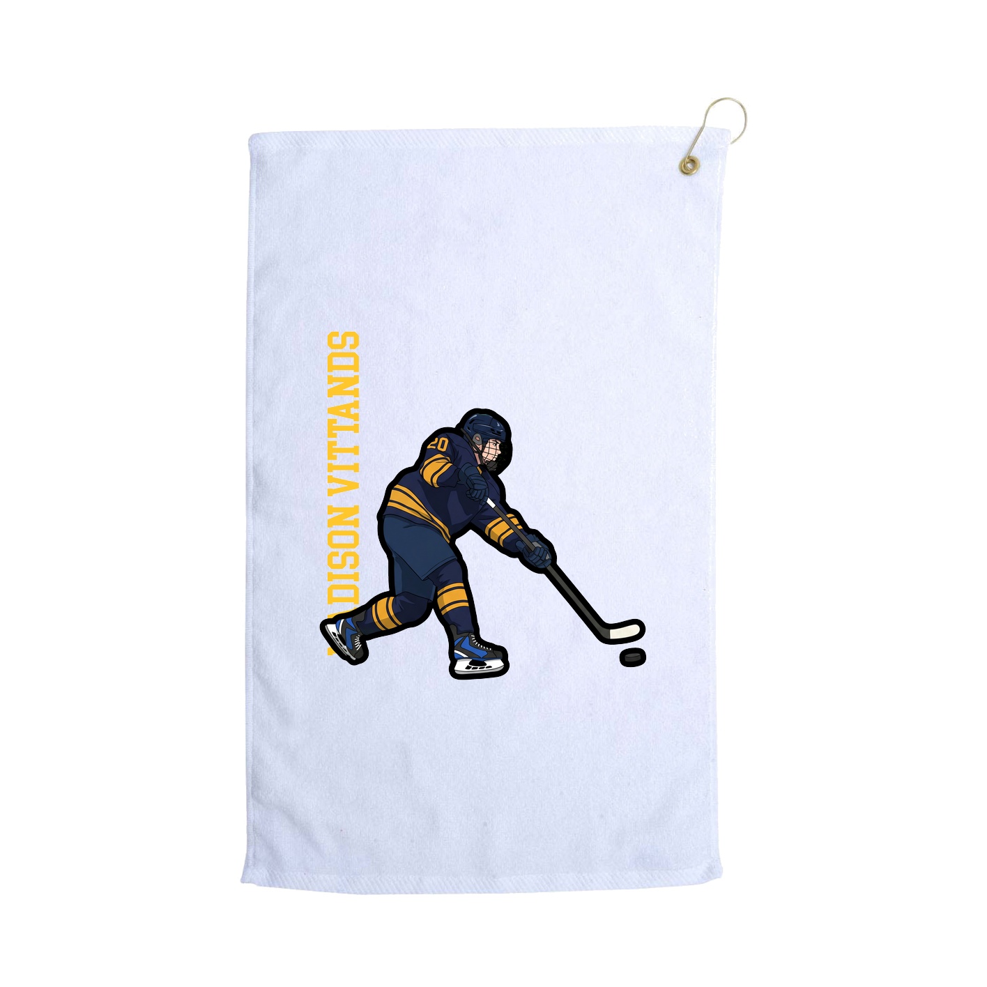 Golf Towel — Name Vertical in White