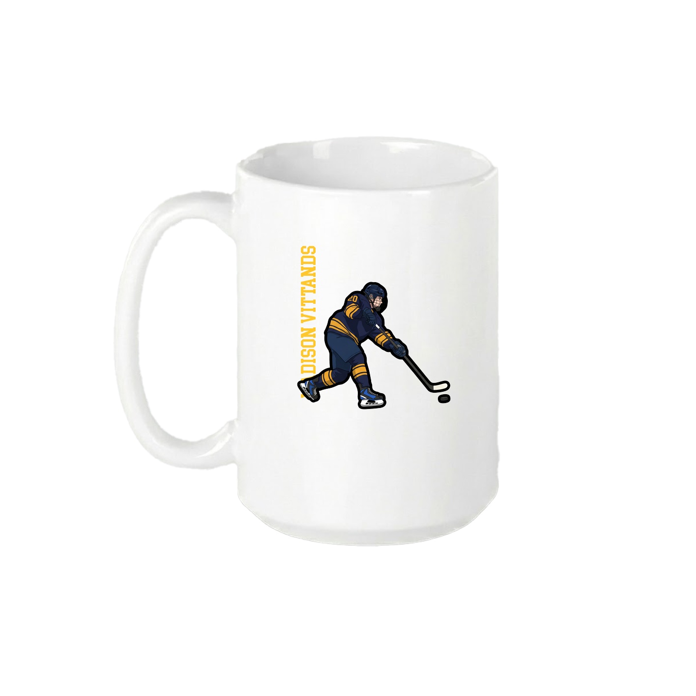 15oz Coffee Mug — Name Vertical in White