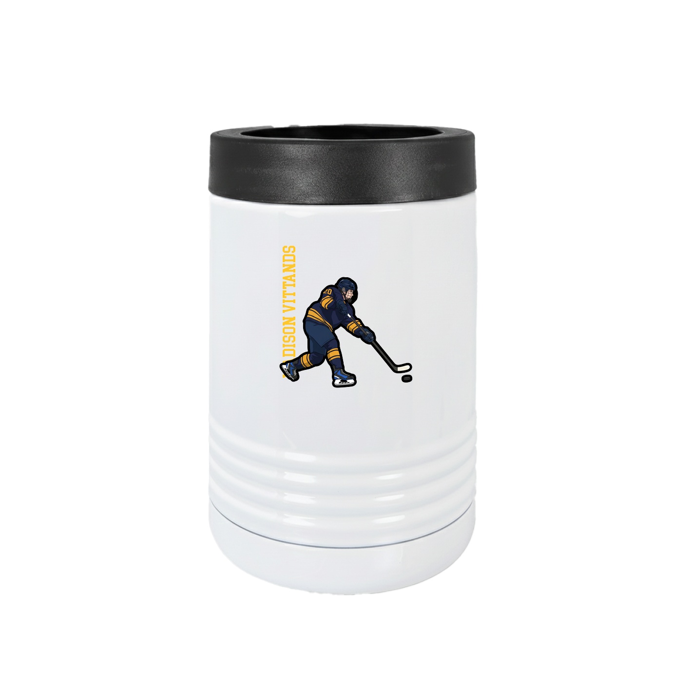 Beverage Holder — Name Vertical in White