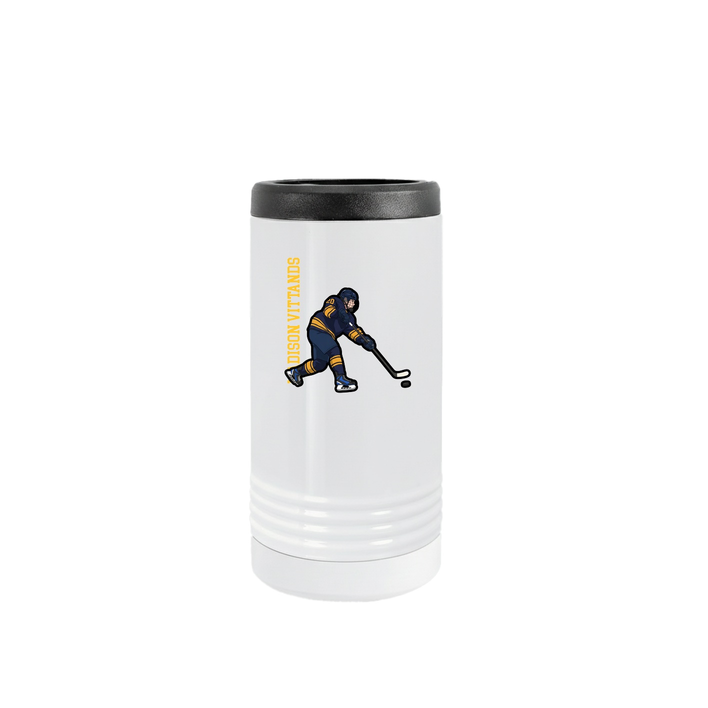 Slim Beverage Holder — Name Vertical in White