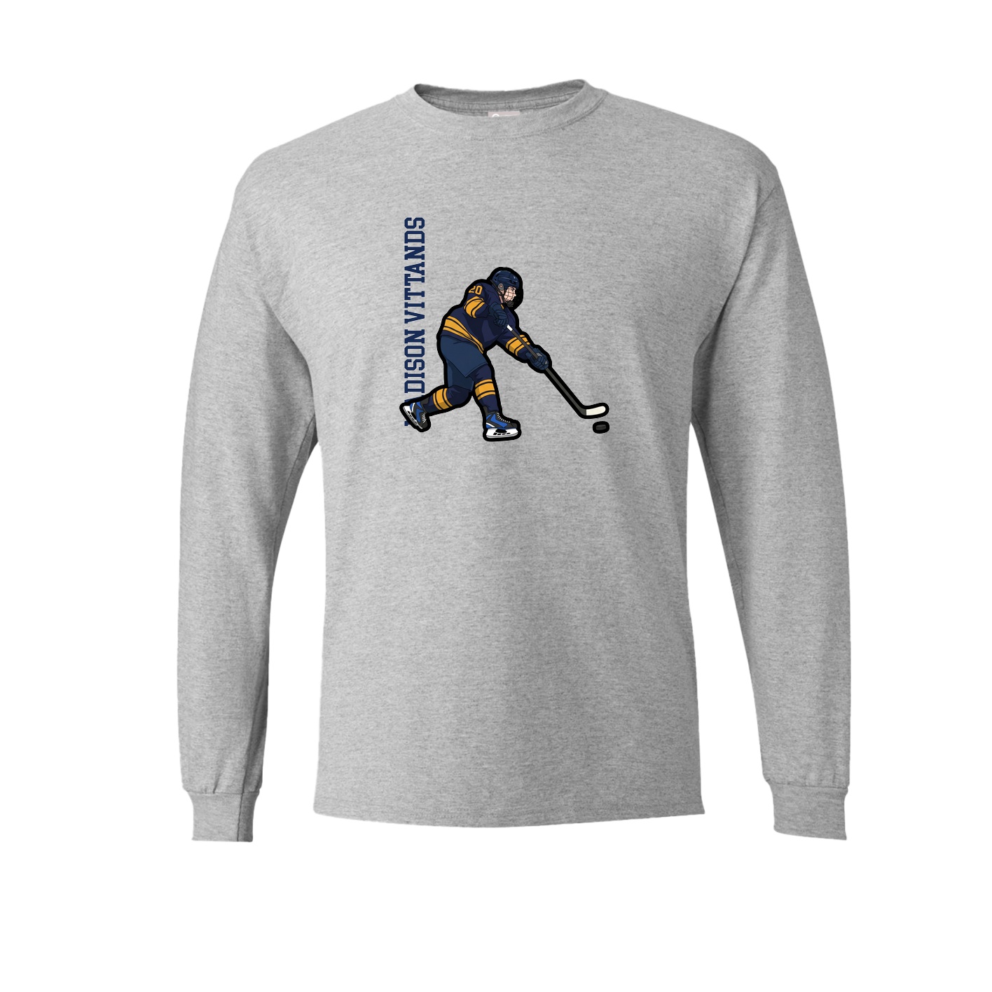 Long Sleeve Tee — Name Vertical in Grey