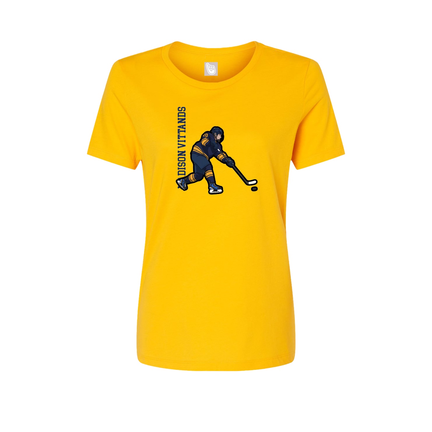 Fitted Women's Tee — Name Vertical in Gold