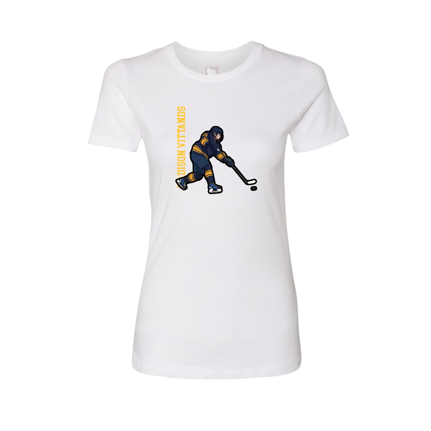 Womens Tee — Name Vertical in White