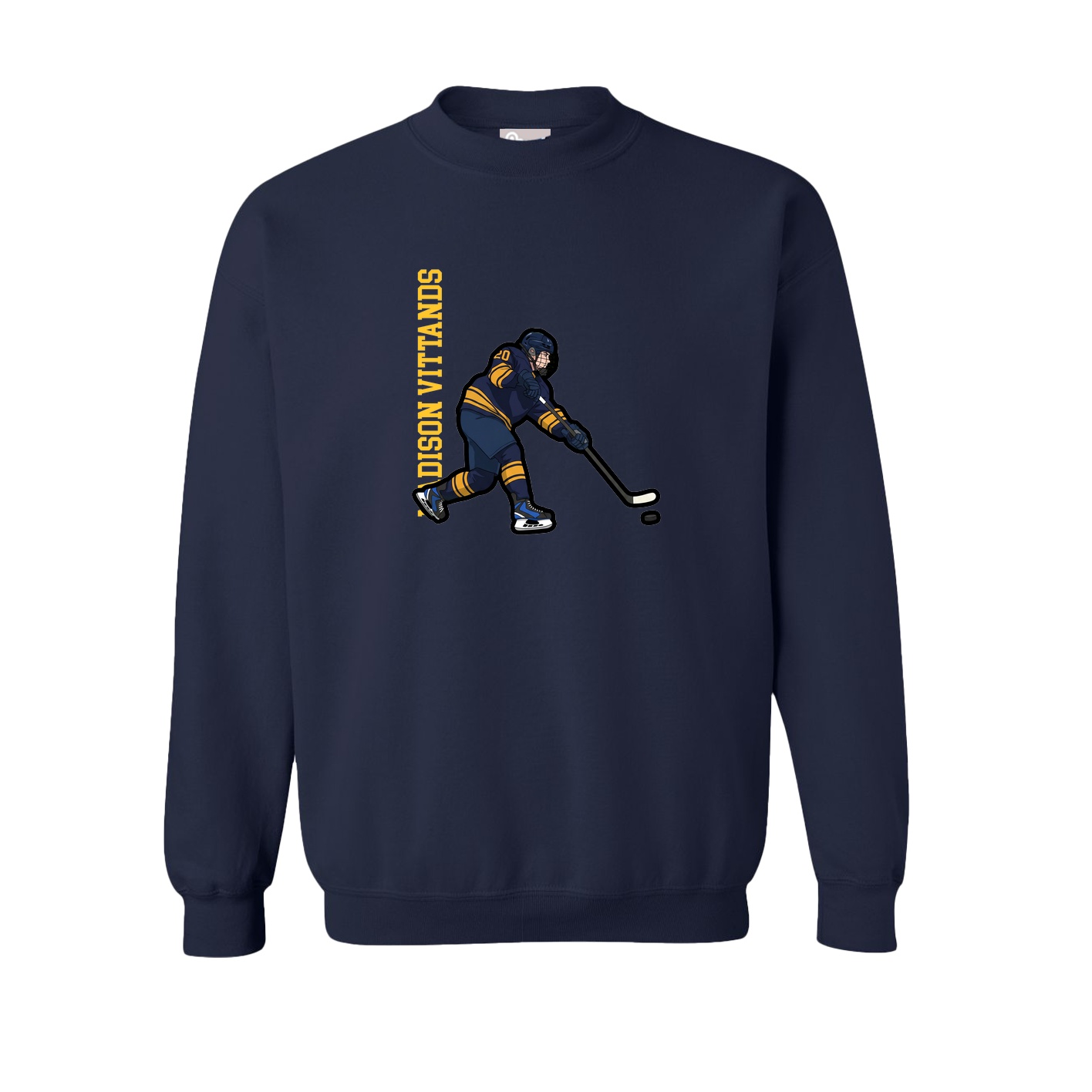 Fleece Crew — Name Vertical in Navy