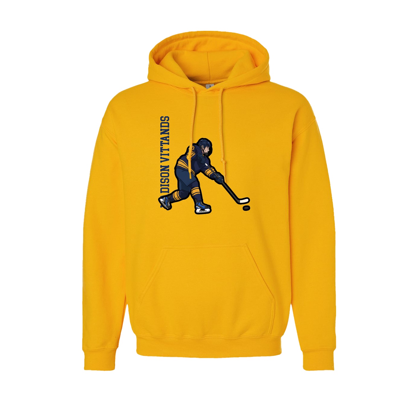 Youth Hoodie — Name Vertical in Gold