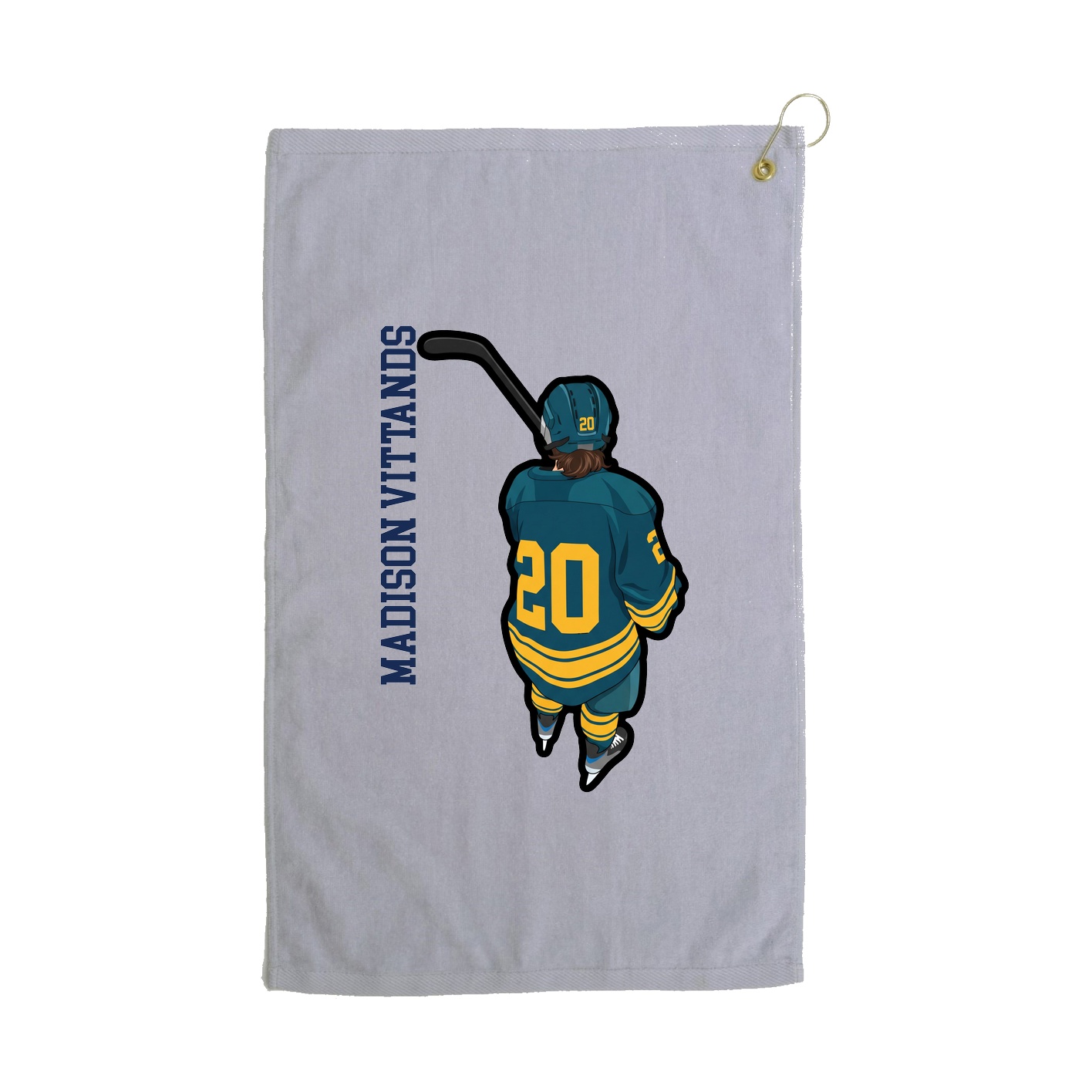 Golf Towel — Name Vertical in Grey